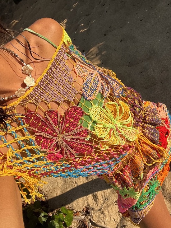 Brazilian crochet top/ coverup, NWOT - Picture 3 of 5